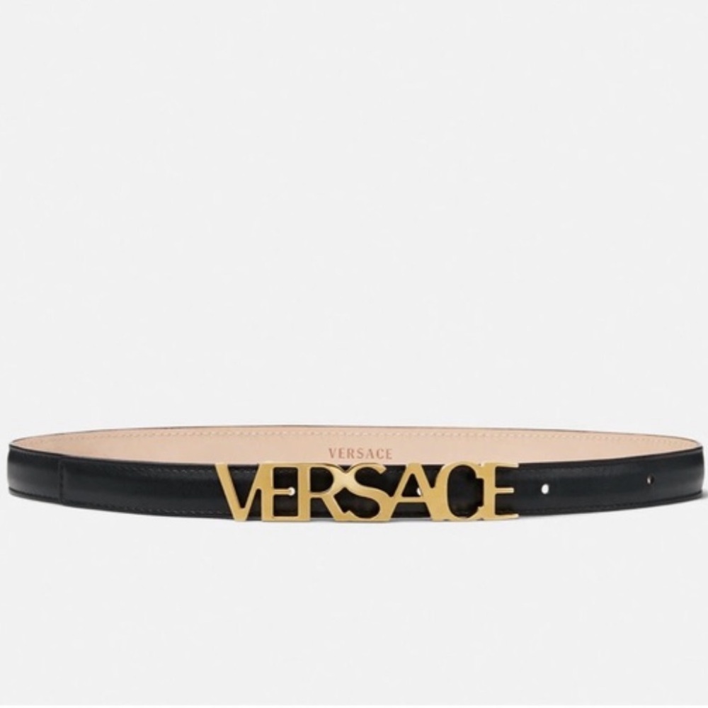 💕SOLD💕VERSACE LOGO LEATHER BELT 1.2"
